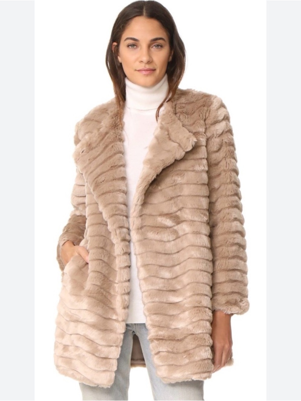 BB Dakota Olive Taupe Faux Fur Teddy Coat